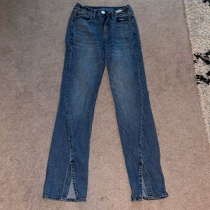 American Eagle mom jeans with slits in the legs